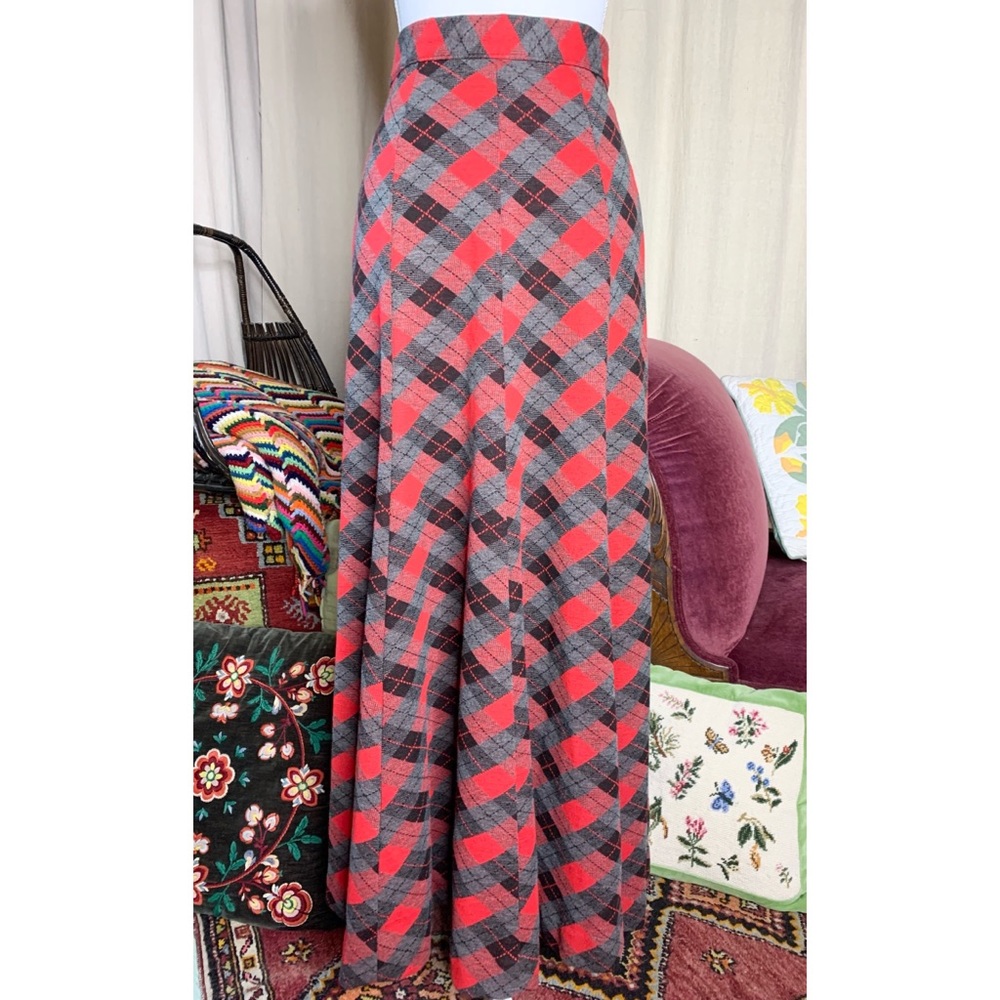 70s Argyle Knit Maxi Skirt